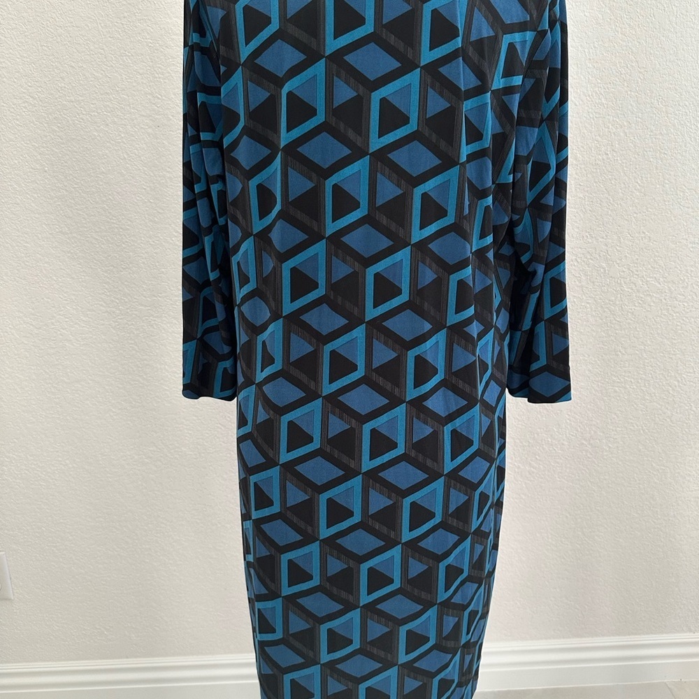 NWT Banana Republic Blue and Black Geometric Dress - Picture 4 of 6